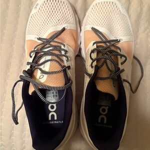 On Cloud Sneakers with white and Peach Accents